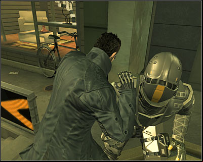 I wouldnt recommend trying to defeat enemy soldiers in melee combat, because it would be very risky - (3) Aggressive solution: Entering the Hengsha Court Gardens building - Hunting the Hacker - Deus Ex: Human Revolution Game Guide