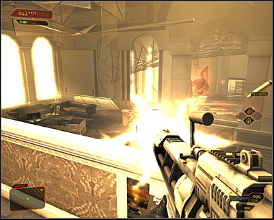 I wouldnt recommend waiting for enemies to come to you, because after exposing your position (screen above) you would become an easy target for them - (4) Aggressive solution: Leaving the penthouse - Entering the Dragons Lair - Deus Ex: Human Revolution Game Guide