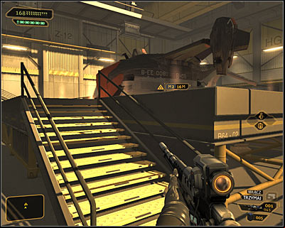 I would strongly suggest that you use this opportunity to explore the entire hangar, because youll find interactive lockers, as well as ammunition and valuable weapons - (6) Using the chopper - Entering the Dragons Lair - Deus Ex: Human Revolution Game Guide