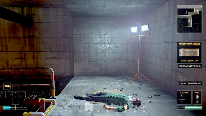 The entrance to the bank behind the small room in the sewers, behind the machine room. - Map of the garage in the northern Prague - M14 - Maps - Deus Ex: Mankind Divided Game Guide