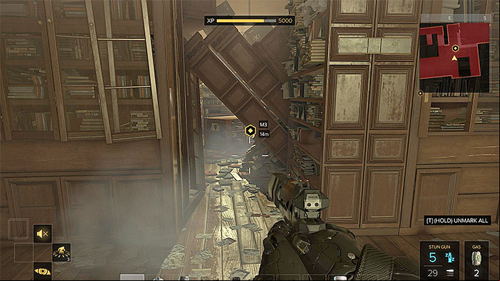 Squeeze between the bookshelves. - Getting in Top Shape Again - main quest - Main quests - Deus Ex: Mankind Divided Game Guide