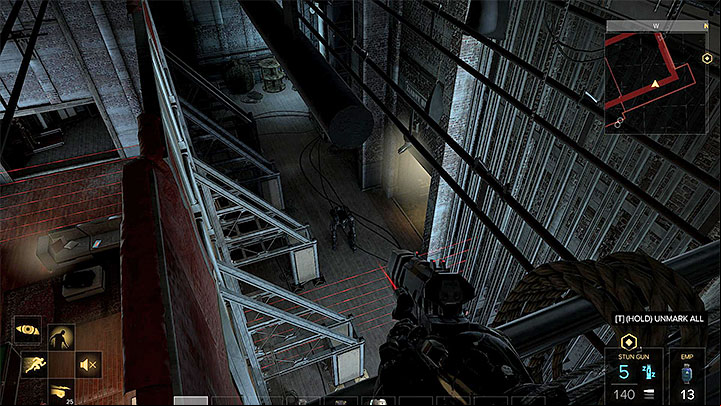 There is a robot and laser barriers behind the curtains - Hunting Down the Final Clues - main quest - Prague (third visit) | Quests and maps - Deus Ex: Mankind Divided Game Guide