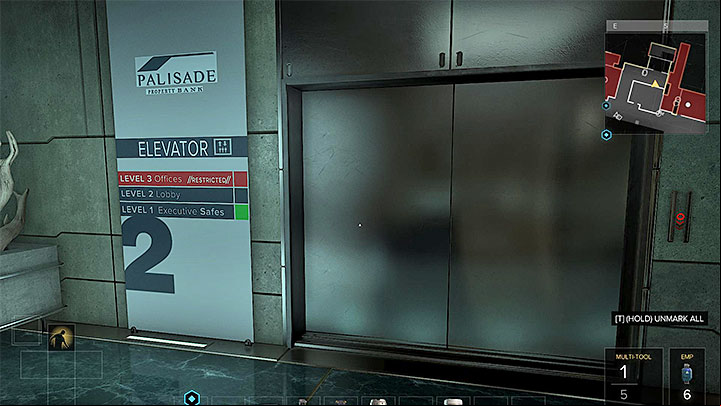 The main elevator - you need an access card to be able to use it to get to the top floor. - Samizdat - side quest - Side quests - Deus Ex: Mankind Divided Game Guide