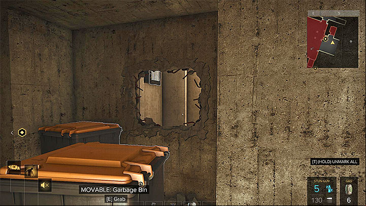 You can either open the door to the parking lot, or break through the wall - The Heist - main quest - Main quests - Deus Ex: Mankind Divided Game Guide