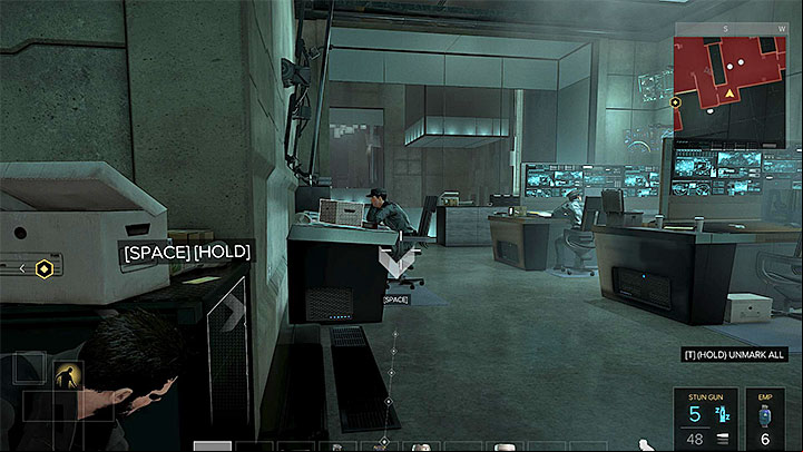 To access the stairs, you need to through the monitoring center - The Heist - main quest - Main quests - Deus Ex: Mankind Divided Game Guide