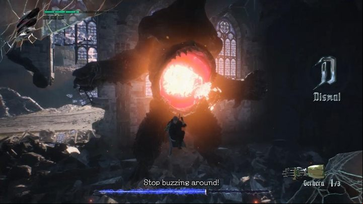 After a while, the enemy will destroy the bridge and you will get into the building - Goliath Boss Fight Guide for DMC5 - Bosses - Devil May Cry 5 Guide