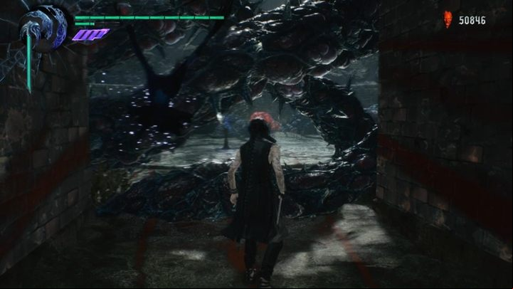 Finally, youll reach a large open space where youll come across many enemies, including Behemoth, Riot, and Proto Angelo - Mission 09 - Genesis | Devil May Cry 5 walkthrough - Main story missions - Devil May Cry 5 Guide