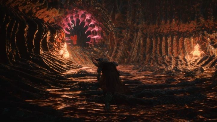 You come across a corridor with a marrow that keeps opening and closing - defeat a few Death Scissors and then go through the marrow before it closes - Mission 10 - Awaken | Devil May Cry 5 walkthrough - Main story missions - Devil May Cry 5 Guide
