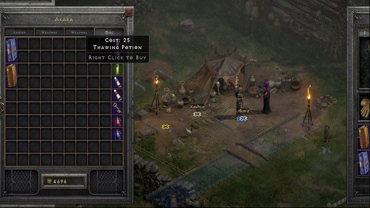 The defrosting potion is also available to buy from Akara - Diablo 2 Resurrected: Thawing Potion - what is it for? - FAQ - Diablo 2 Resurrected Guide