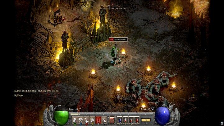 The Smith in Hellforge is not particularly strong, but it has a lot of kin in the front and back of the location, so it's worth pulling them out in small groups - Diablo 2 Resurrected: Hellforge - walkthrough - Act 4 - Diablo 2 Resurrected Guide
