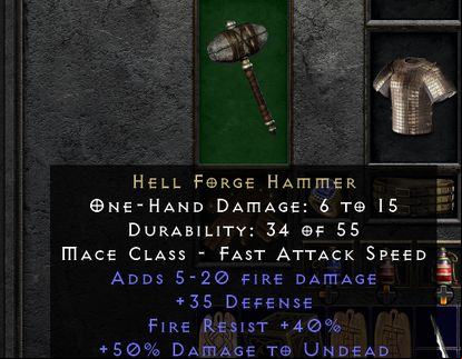 When you've dealt with the Smith, take the Hellforge Hammer and equip it - Diablo 2 Resurrected: Hellforge - walkthrough - Act 4 - Diablo 2 Resurrected Guide