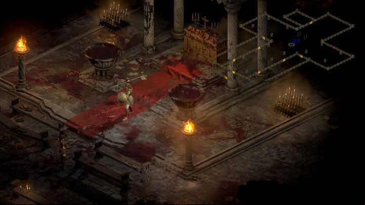 From here you can reach a small Cathedral - in its right wall you'll find the entrance to the Catacombs (four floors - the boss can be found on the final one) - Diablo 2 Resurrected: Sisters to the Slaughter - walkthrough - Act 1 - Diablo 2 Resurrected Guide