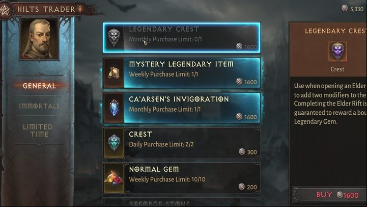 The limit is one Crest per month. - Diablo Immortal: Elder Rift - Activities - Diablo Immortal Guide