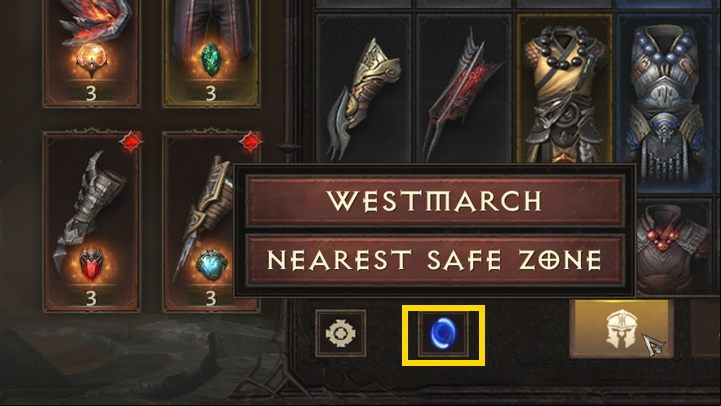The second option to open the portal is through the inventory window - Diablo Immortal: Town portal - how to open and use? - Travel and exploration - Diablo Immortal Guide