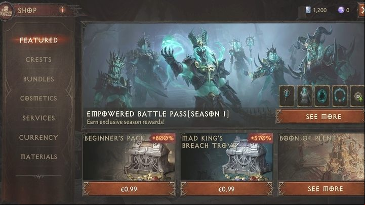 All microtransactions in the game are done via the Shop tab from the main menu - Diablo Immortal: Microtransactions and Platinum - Basics - Diablo Immortal Guide
