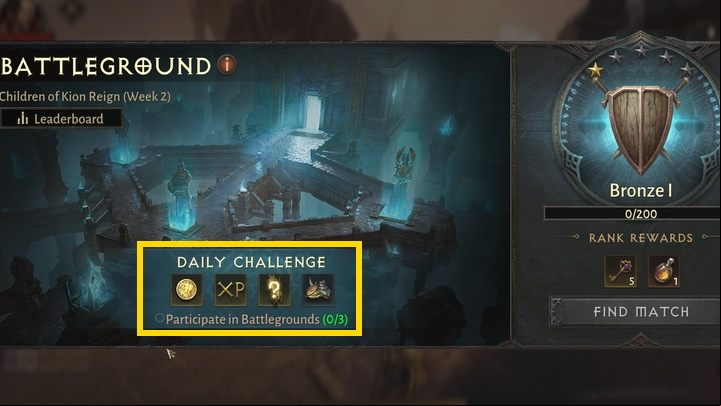 Each player is encouraged to participate in them through 3 daily rewards for participation (regardless of match result) - Diablo Immortal: Battleground - PvP matches - Activities - Diablo Immortal Guide