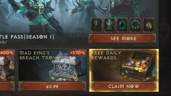 A reward you can claim will be in the lower left corner - Diablo Immortal: Daily Routine - Activities - Diablo Immortal Guide