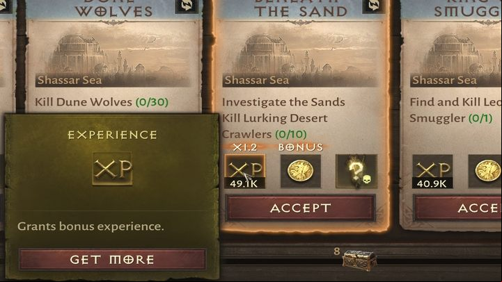 Bounties do not guarantee great rewards, but you can count on quite a lot of experience - Diablo Immortal: Daily Routine - Activities - Diablo Immortal Guide