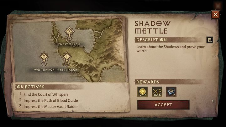 Next, talk to the bartender and you will get a list of three objectives to complete - Diablo Immortal: Shadow Lottery - rules, how to win - Basics - Diablo Immortal Guide