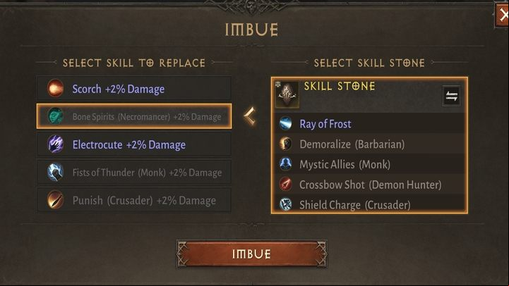 The next stage of stone modification is Imbueing - Diablo Immortal: Charms - Crafting and equipping - Diablo Immortal Guide