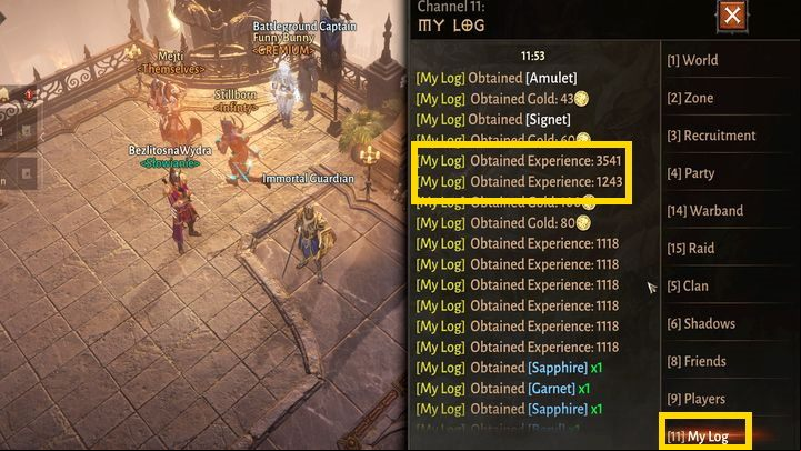 To do this, click on the chat and check the last item in the bar on the right - Logs - Diablo Immortal: Experience - how to get quickly? - Character development and items - Diablo Immortal Guide