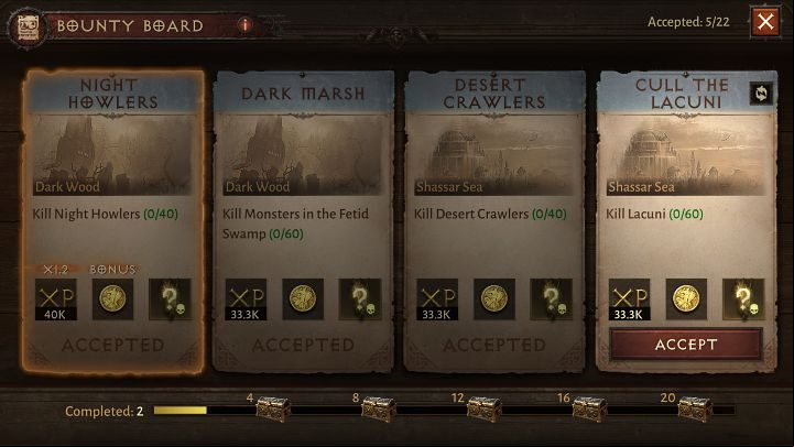 Bounties are side activities in Diablo Immortal that can be accepted from the notice board - you can find one in the square in Westmarch - Diablo Immortal: Experience - how to get quickly? - Character development and items - Diablo Immortal Guide