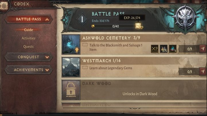 The tasks in the Codex are divided into categories - Diablo Immortal: Codex and Battle - Activities - Diablo Immortal Guide