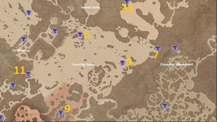 There are 6 Altars to discover in Scouring Sands - Diablo 4: Altars of Lilith - Kehjistan - Altars of Lilith - Diablo 4 Guide