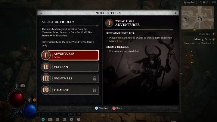 Tiers 3 and 4 are initially locked - you cannot choose the hardest 2 difficulty levels right away - Diablo 4: How to unlock Nightmare World Tier 3? - Campaign - Diablo 4 Guide
