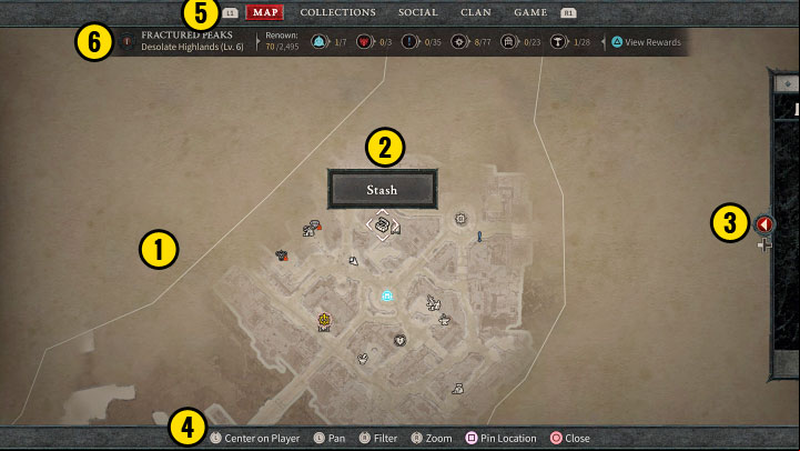 1) Fog of war - You have to get there first to uncover that part of the map - Diablo 4: Interface - Basics - Diablo 4 Guide