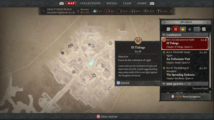 To Track a quest, you need to bring up the Journal menu from the map screen (d-pad left on a gamepad) - Diablo 4: How to open the Journal? - Campaign - Diablo 4 Guide