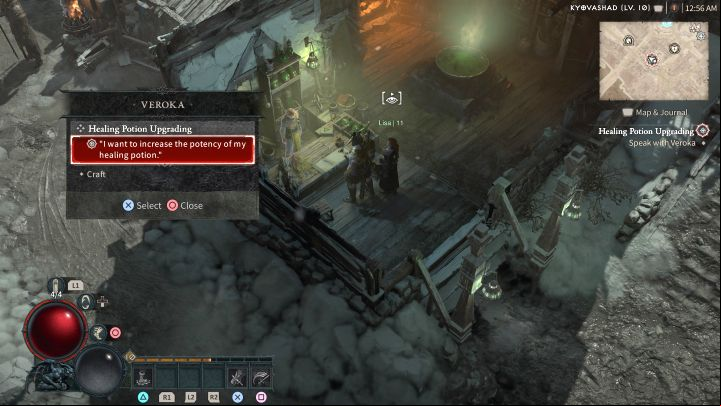 During this quest, you'll meet up with Veroka - choose the dialogue option about increasing the potency of Healing Potions - Diablo 4: How to carry more Healing Potions? - Equipment - Diablo 4 Guide
