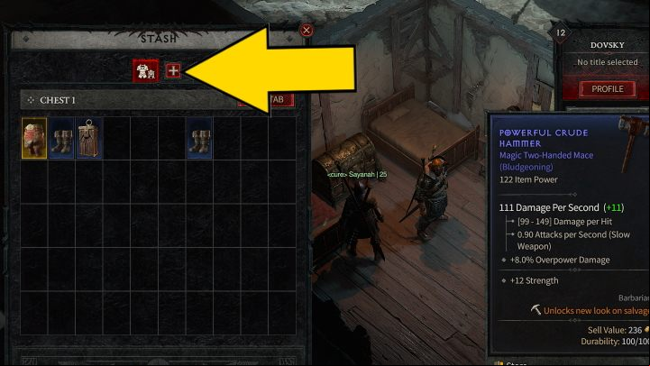 The stash has a limited capacity, and you can store 50 items in one tab - Diablo 4: Where is the stash (Stash)? - Equipment - Diablo 4 Guide