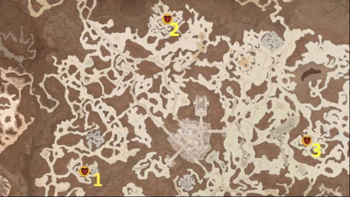 The map above shows the location of the Strongholds in the Fractured Peaks - Diablo 4: Strongholds map - Fractured Peaks - Strongholds - Diablo 4 Guide