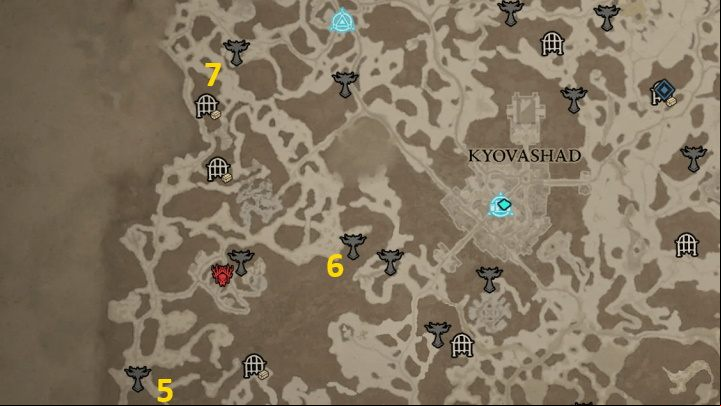 There are 3 Altars in the Pallid Glade - Diablo 4: Altars of Lilith map - Fractured Peaks - Altars of Lilith - Diablo 4 Guide