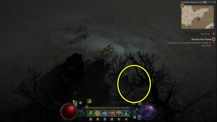 Altar #6 is in the eastern part of this region - Diablo 4: Altars of Lilith map - Fractured Peaks - Altars of Lilith - Diablo 4 Guide