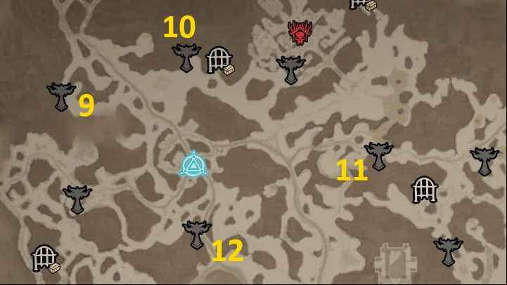The Sarkova has 4 Altars of Lilith - Diablo 4: Altars of Lilith map - Fractured Peaks - Altars of Lilith - Diablo 4 Guide