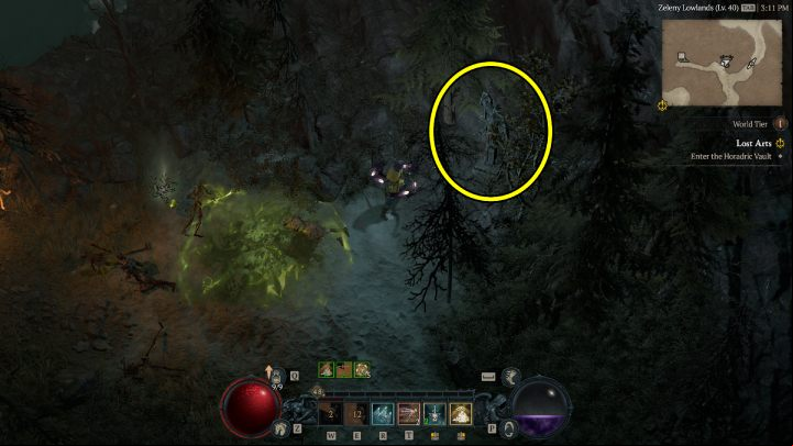 Altar #22 is north of Yelesna, the altar is well hidden among the trees - Diablo 4: Altars of Lilith map - Fractured Peaks - Altars of Lilith - Diablo 4 Guide