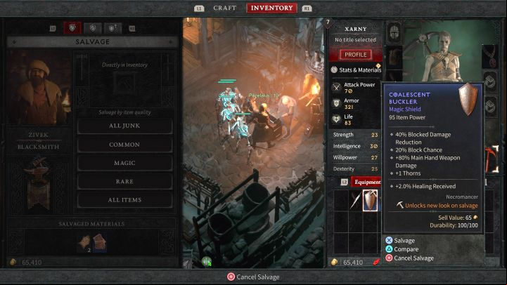 You can also choose to group the items for Salvage based on the category (e - Diablo 4: How does salvage work? - Equipment - Diablo 4 Guide
