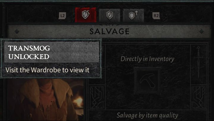 Salvage sometimes also has additional use - dismantling an item can unlock transmog which is getting the looks of an item without replacing the item in the active slot, maintaining the stat boost - Diablo 4: How does salvage work? - Equipment - Diablo 4 Guide