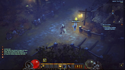 Start at the town square and use the path located to your left - A Shattered Crown - Quests - Diablo III Game Guide