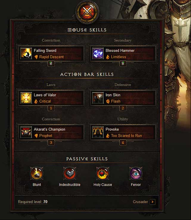Left mouse button - Crusader for close combat | Example builds - Example builds - Diablo III: Reaper of Souls Game Guide