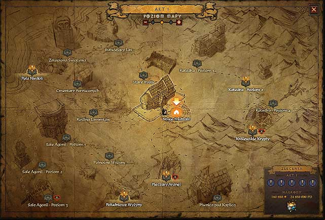 Map with available tasks. - Farming | Boss battles - Boss battles - Diablo III: Reaper of Souls Game Guide