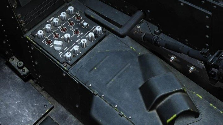 On the right side, there is a for radio communication and a compartment for the monocle eyepiece with an HDU helmet display - DCS AH-64D Apache: Pilot/G Cockpits and Controls - Basics - DCS AH-64 Apache Guide