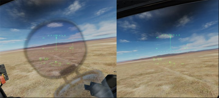 In DCS World, you can choose whether the outline of the monocle should be visible or not - DCS AH-64D Apache: Pilot/G Cockpits and Controls - Basics - DCS AH-64 Apache Guide