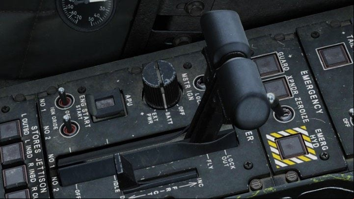 The third element is the Power Lever for the engine, which is the equivalent of the throttle in airplanes - DCS AH-64D Apache: Pilot/G Cockpits and Controls - Basics - DCS AH-64 Apache Guide