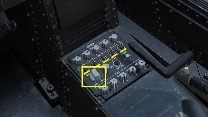 On the right console, on the radio , set the master volume knob to 50 percent - DCS AH-64D Apache: Cold Start - flight preparation - Flight and Navigation - DCS AH-64 Apache Guide