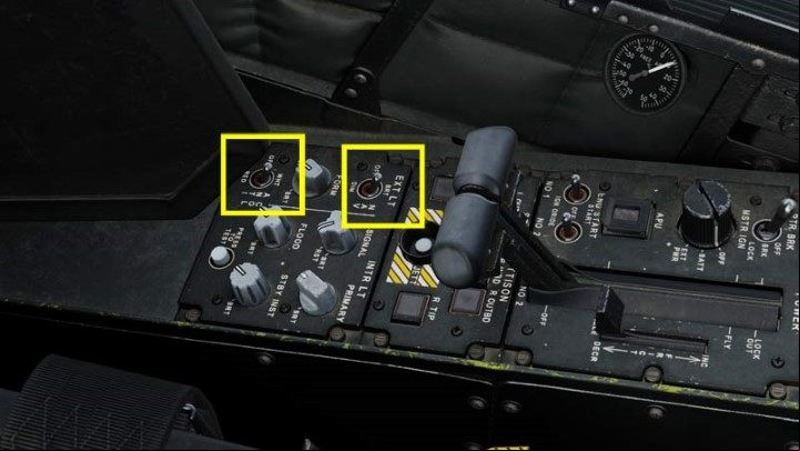 On the lighting , turn on the anti-collision and position lights: - ANTI to WHT (white) or RED (red) - NAV to BRT (bright) or DIM (dim) - DCS AH-64D Apache: Cold Start - flight preparation - Flight and Navigation - DCS AH-64 Apache Guide