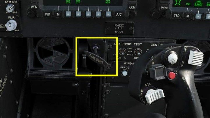Release the parking brake (after doing everything in the G's seat) - DCS AH-64D Apache: Cold Start - flight preparation - Flight and Navigation - DCS AH-64 Apache Guide