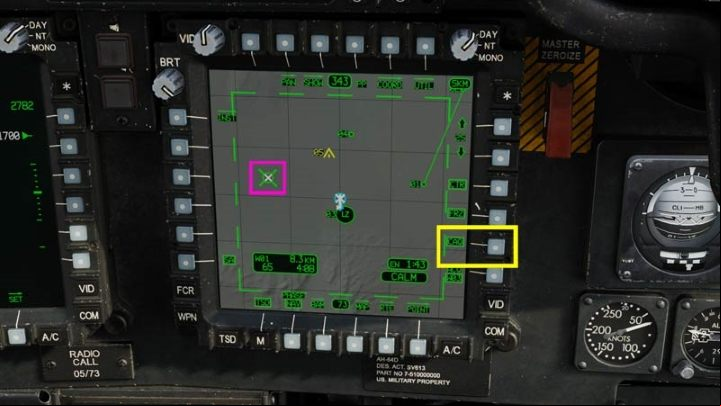 On the TSD, select the CAQ function and move the cursor to the desired place - DCS AH-64D Apache: Basic GPS Navigation and map points - Flight and Navigation - DCS AH-64 Apache Guide